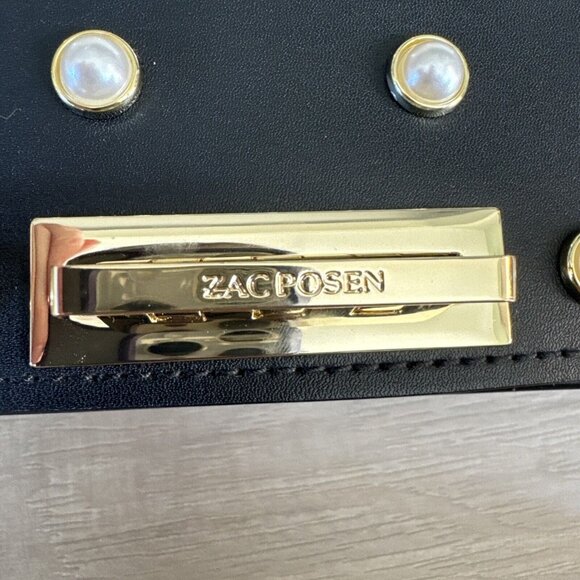 Zac Posen Earthette Pearl Lady Mini Chain Leather Purse Bag NEW Black & Gold‎ - Picture 2 of 10